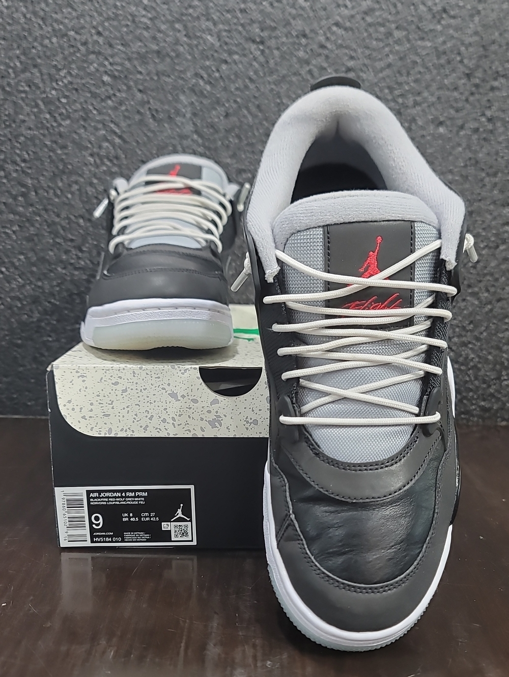 Nike Air Jordan 4 RM Premium "Black Mettalic" Like New Mens 9 Fast Shipping - Picture 4 of 11